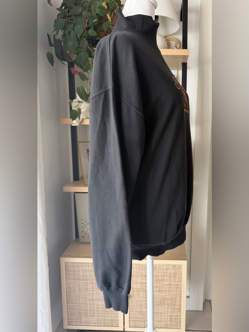 Vintage SALCO Country Club Sweatshirt Black Mock Neck Equestrian Preppy 90s sz L - Picture 4 of 8